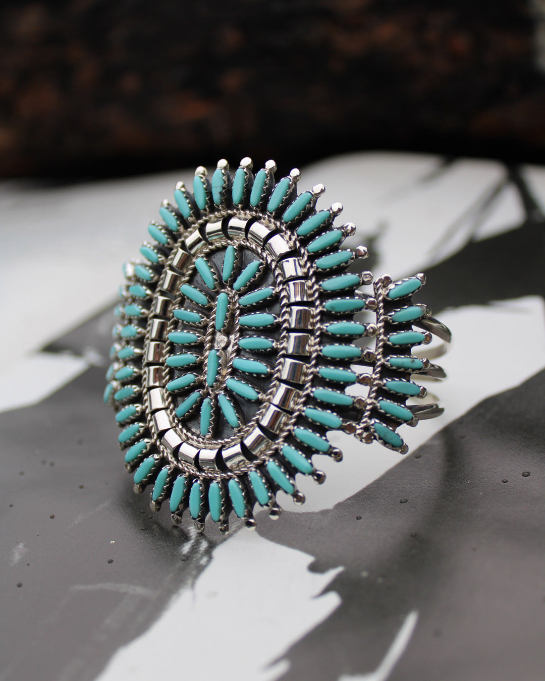 Navajo Needlepoint Turquoise Bracelet