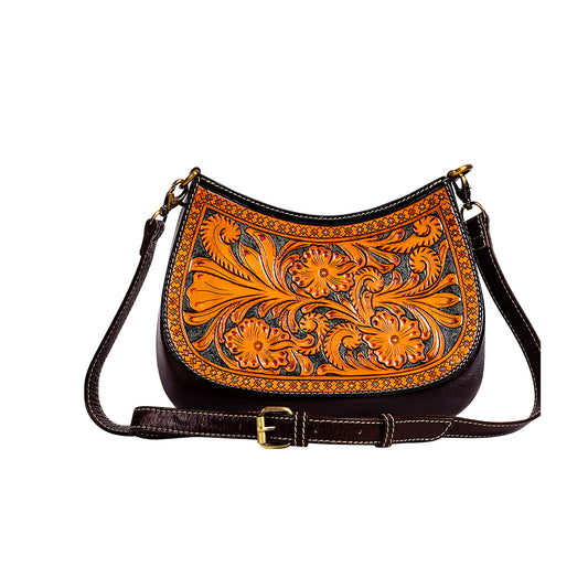 Tooled Floral Crossbody Purse