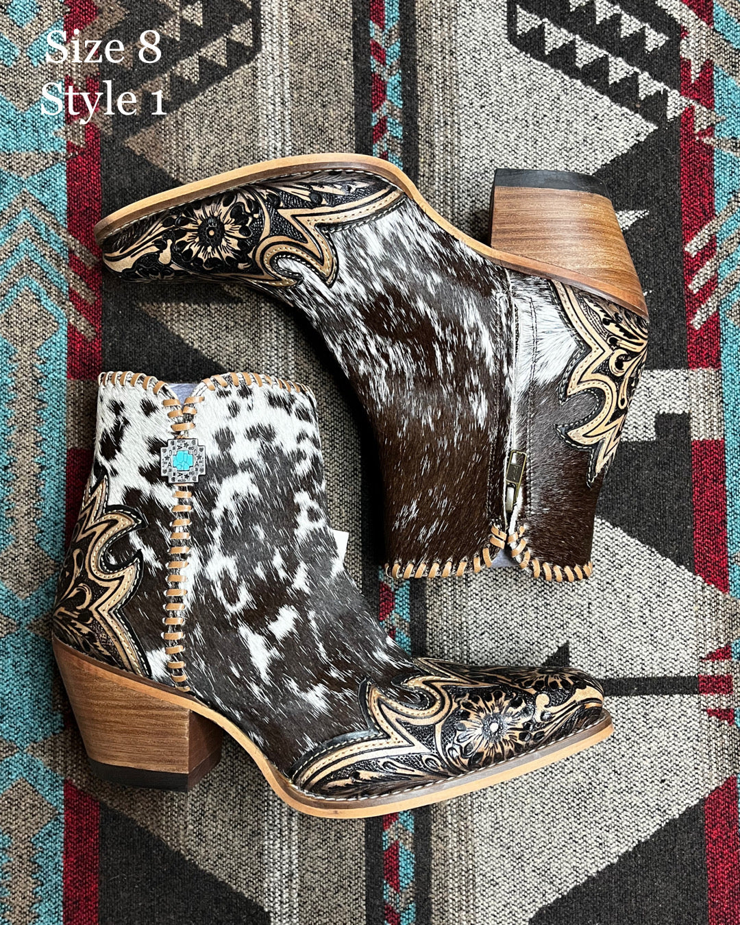 Macey Tooled Cowhide Booties