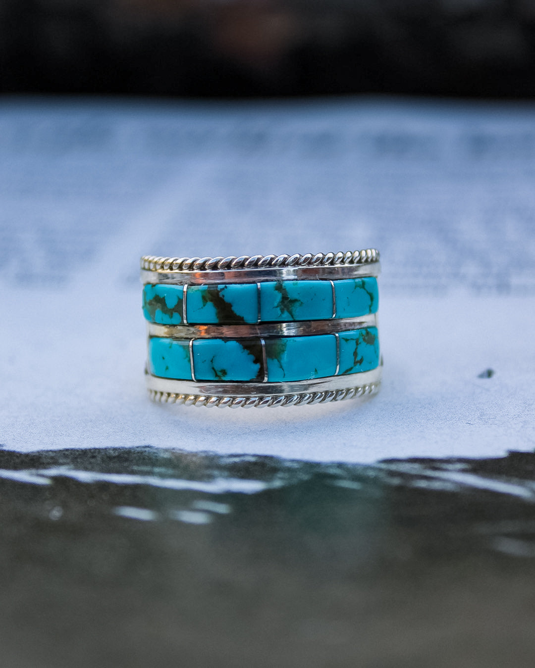 “Tularosa” Inlay Turquoise Ring - Size 8