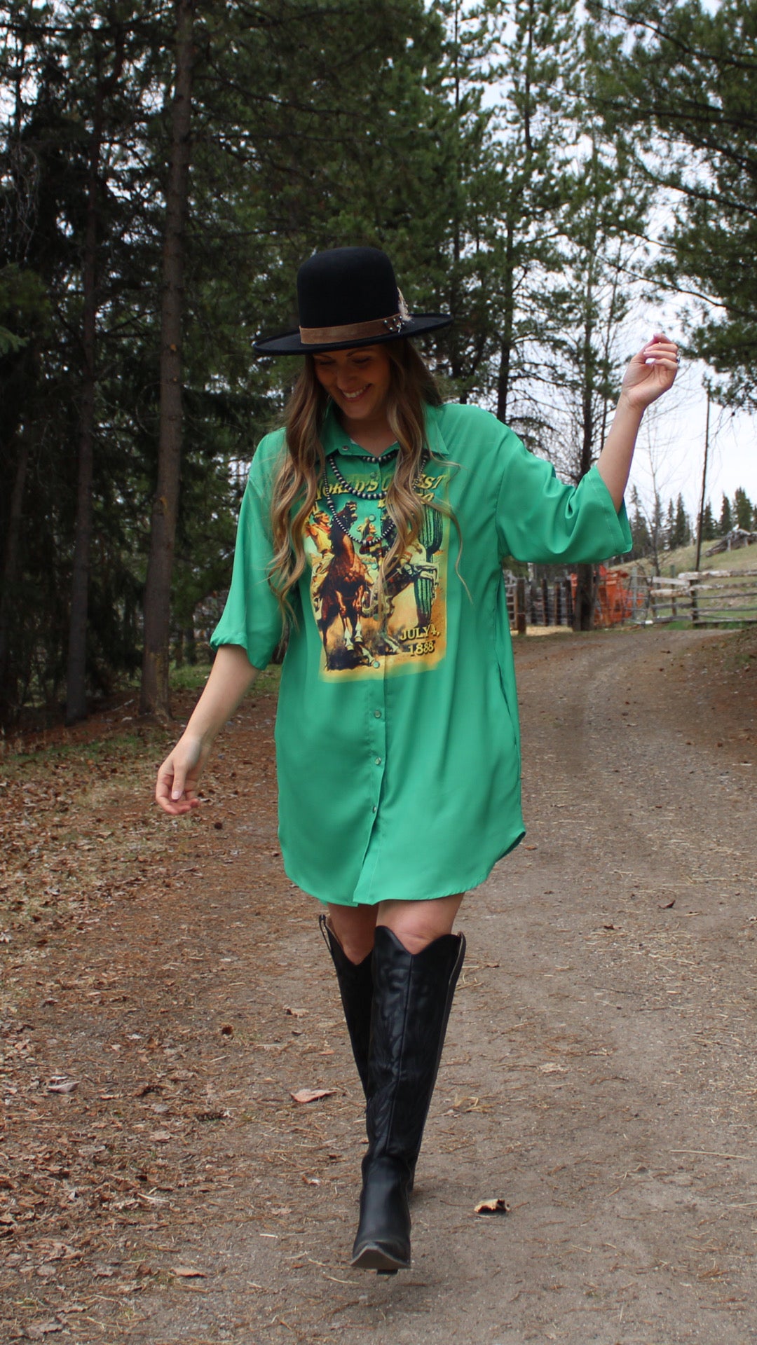 Jade Vintage Rodeo Button Down Shirt Dress - Imperfectly Perfect Boutique 