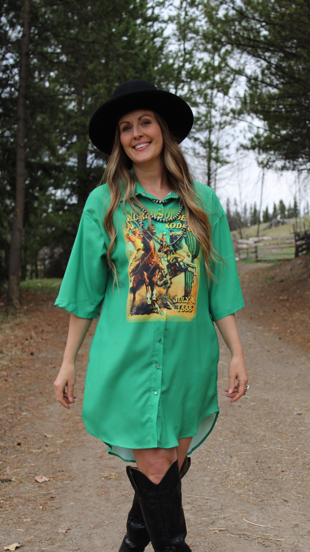 Jade Vintage Rodeo Button Down Shirt Dress - Imperfectly Perfect Boutique 