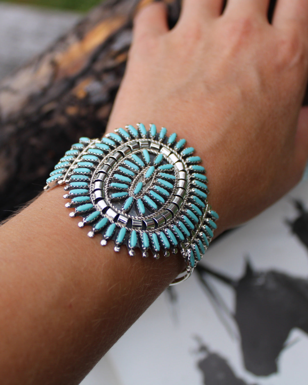 Navajo Needlepoint Turquoise Bracelet