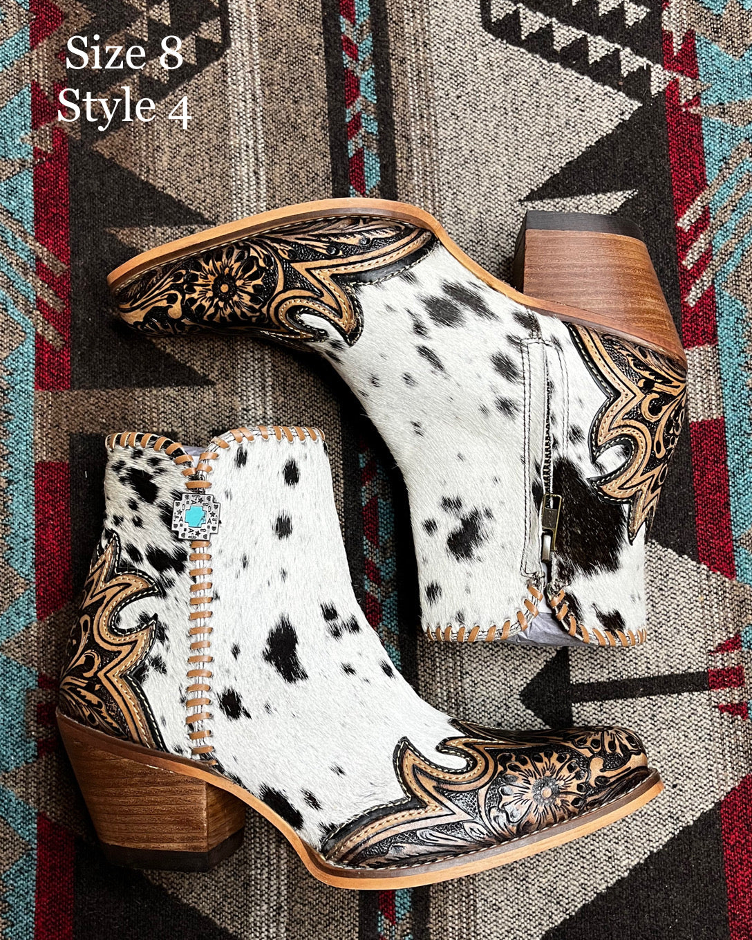 Macey Tooled Cowhide Booties