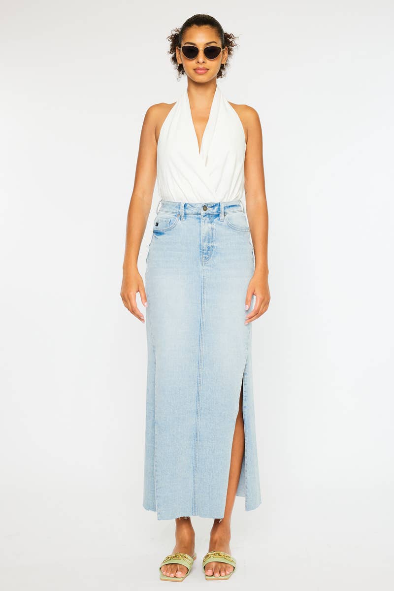 “Tess” Denim Maxi Skirt