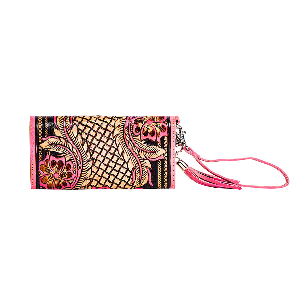 Pink Tooled Floral Wallet