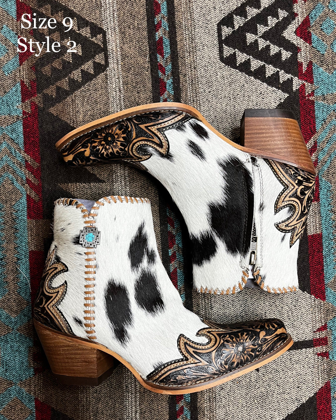 Macey Tooled Cowhide Booties