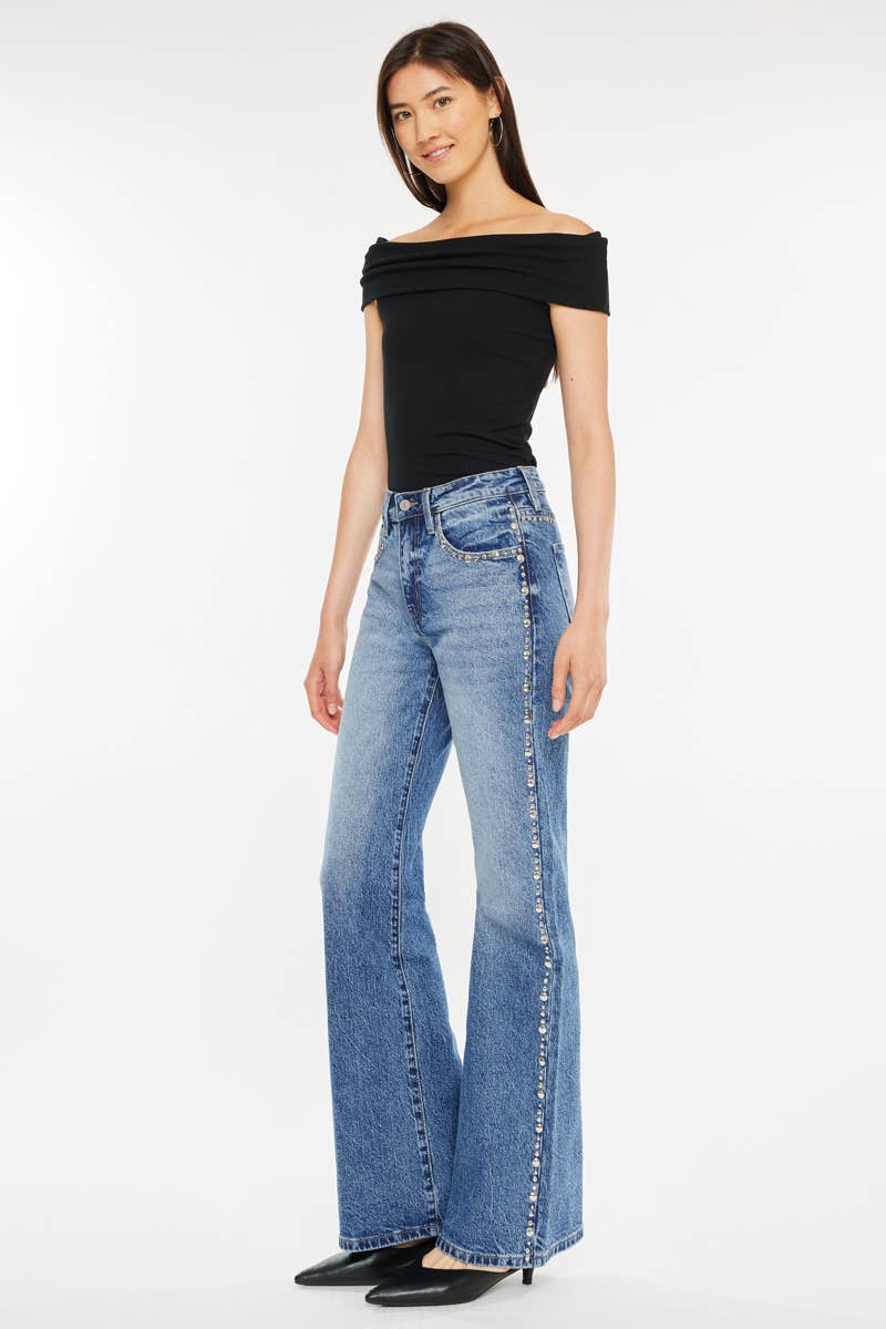 “Lainey” Studded Flared Jeans