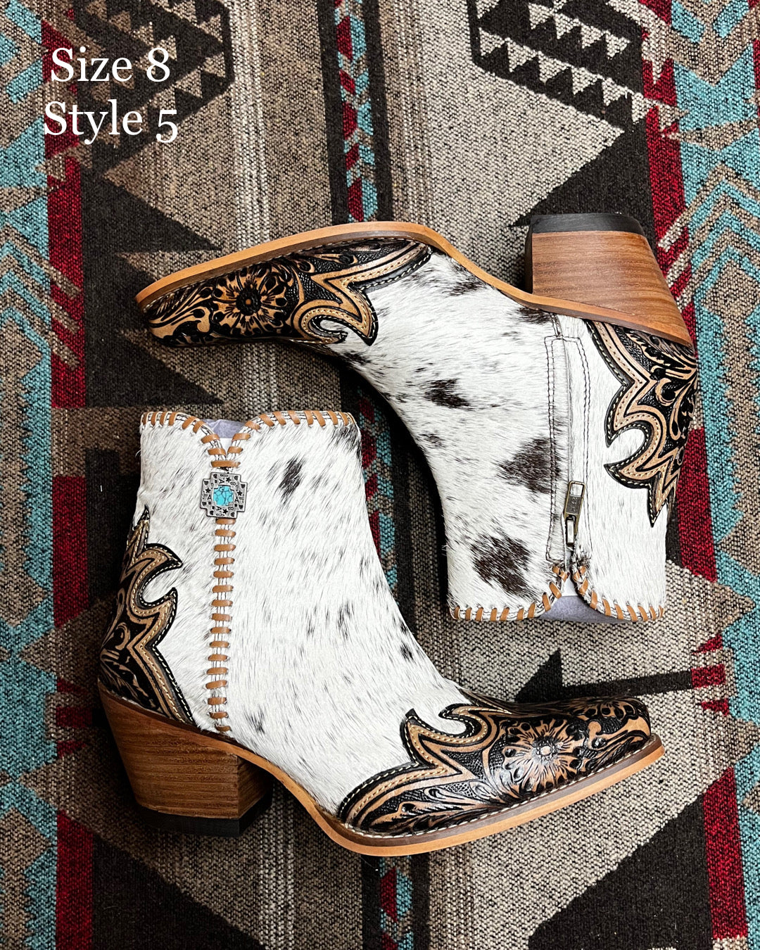 Macey Tooled Cowhide Booties