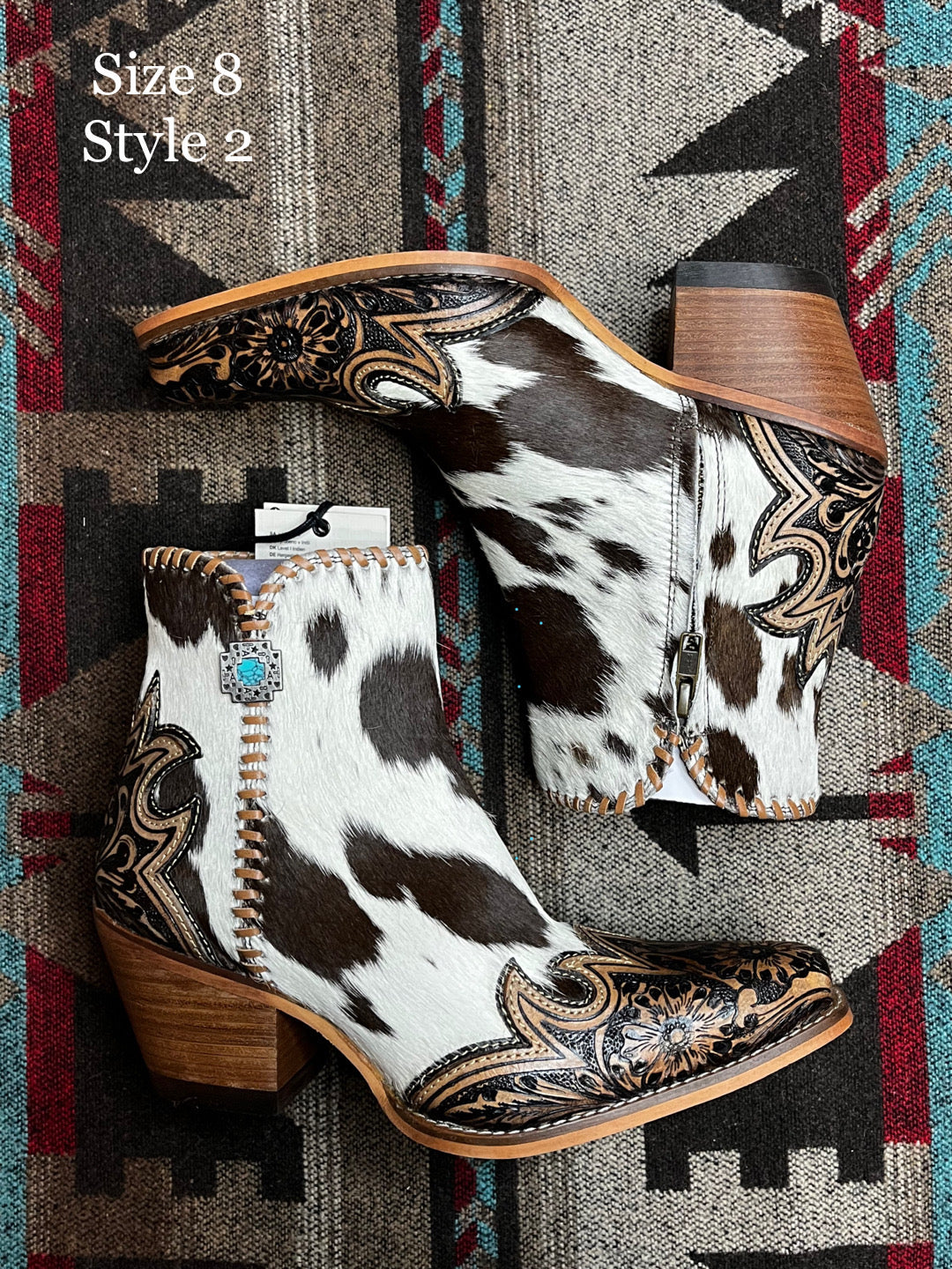 Macey Tooled Cowhide Booties