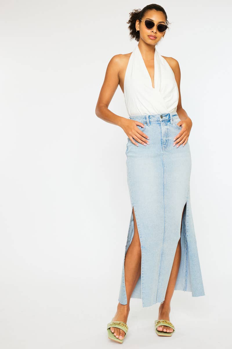 “Tess” Denim Maxi Skirt