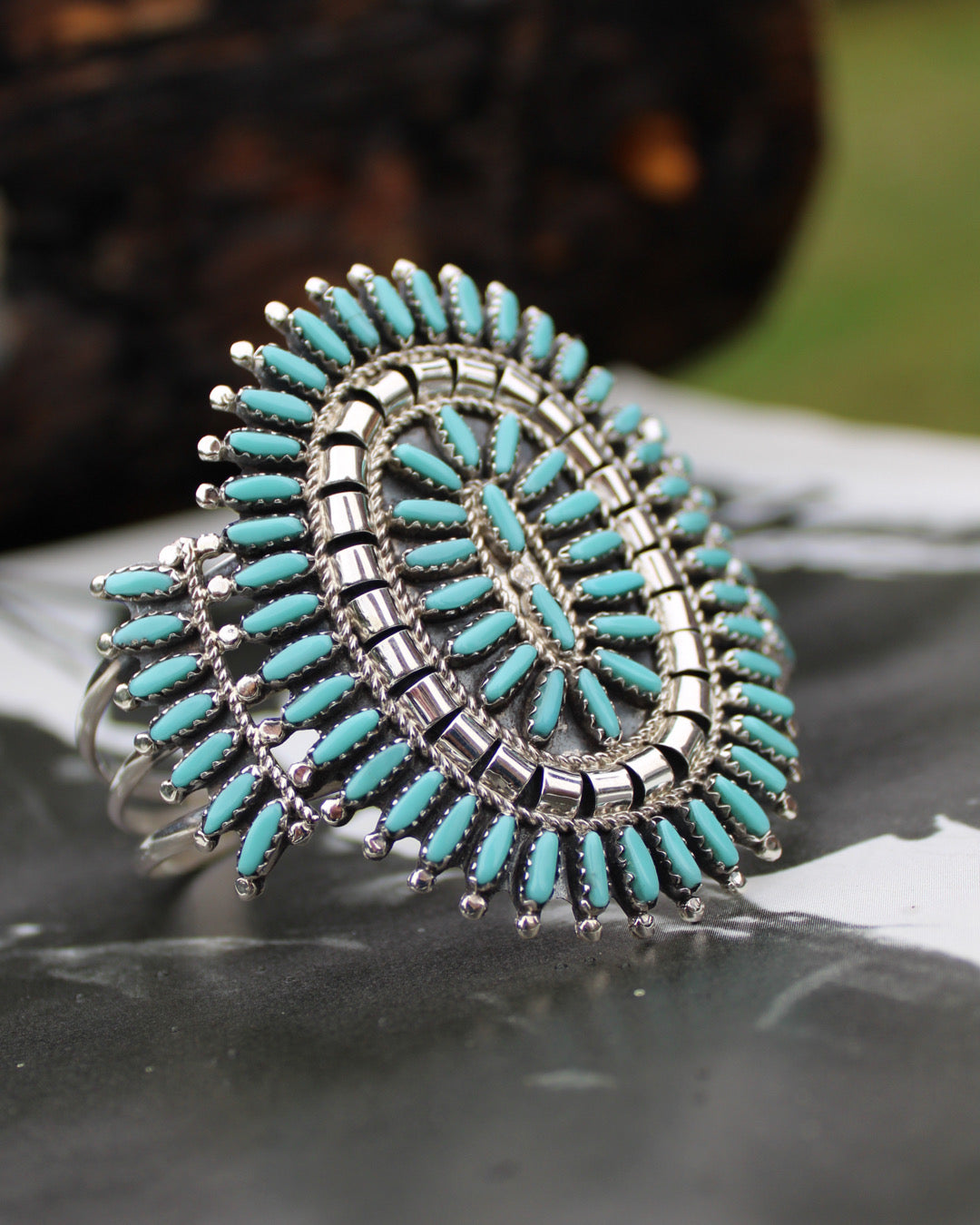 Navajo Needlepoint Turquoise Bracelet