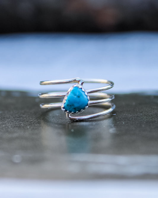 Spiral Turquoise Ring - Size 7