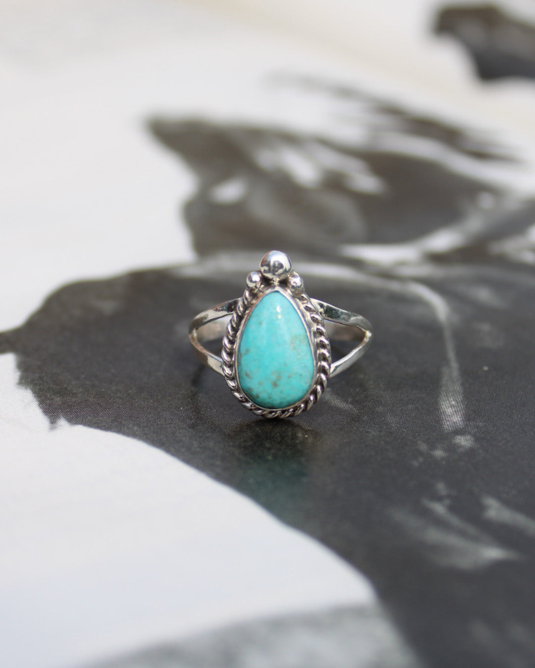 Tear Drop Turquoise Ring - Size 8