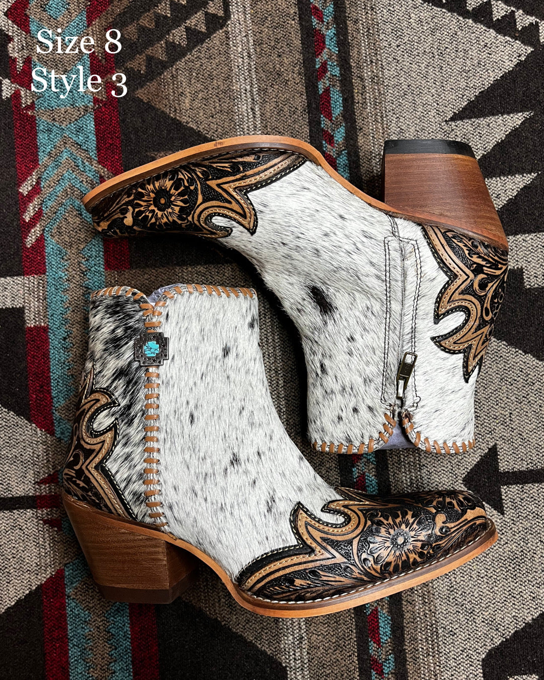 Macey Tooled Cowhide Booties