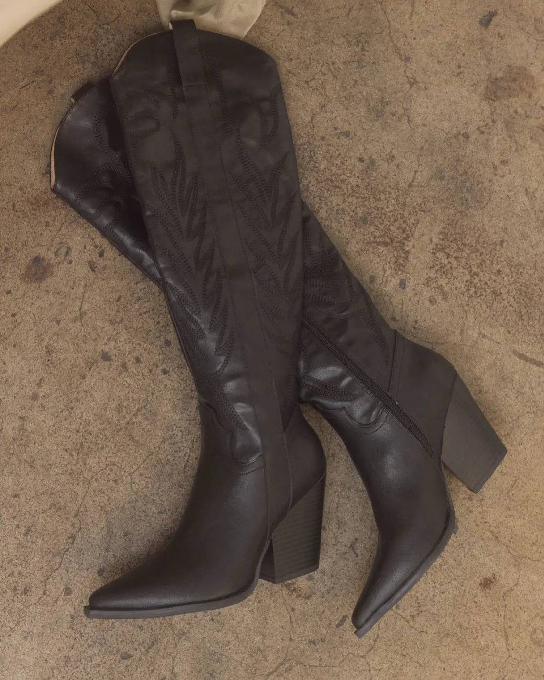 Cheyenne Knee High Western Boots Black