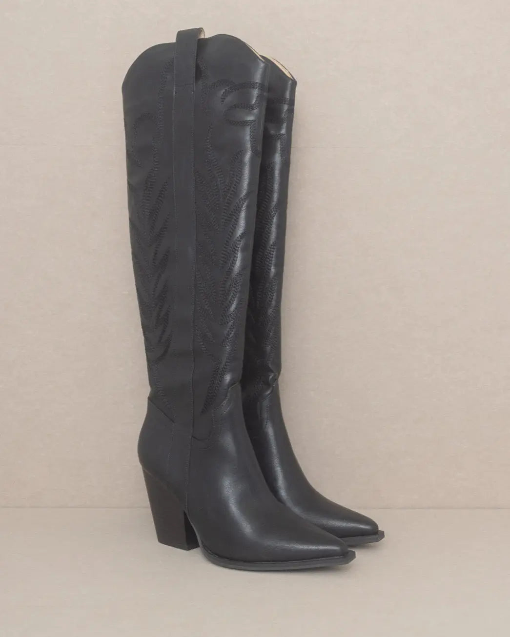 Cheyenne Knee High Western Boots Black