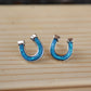 Horseshoe Stud Earrings - Blue