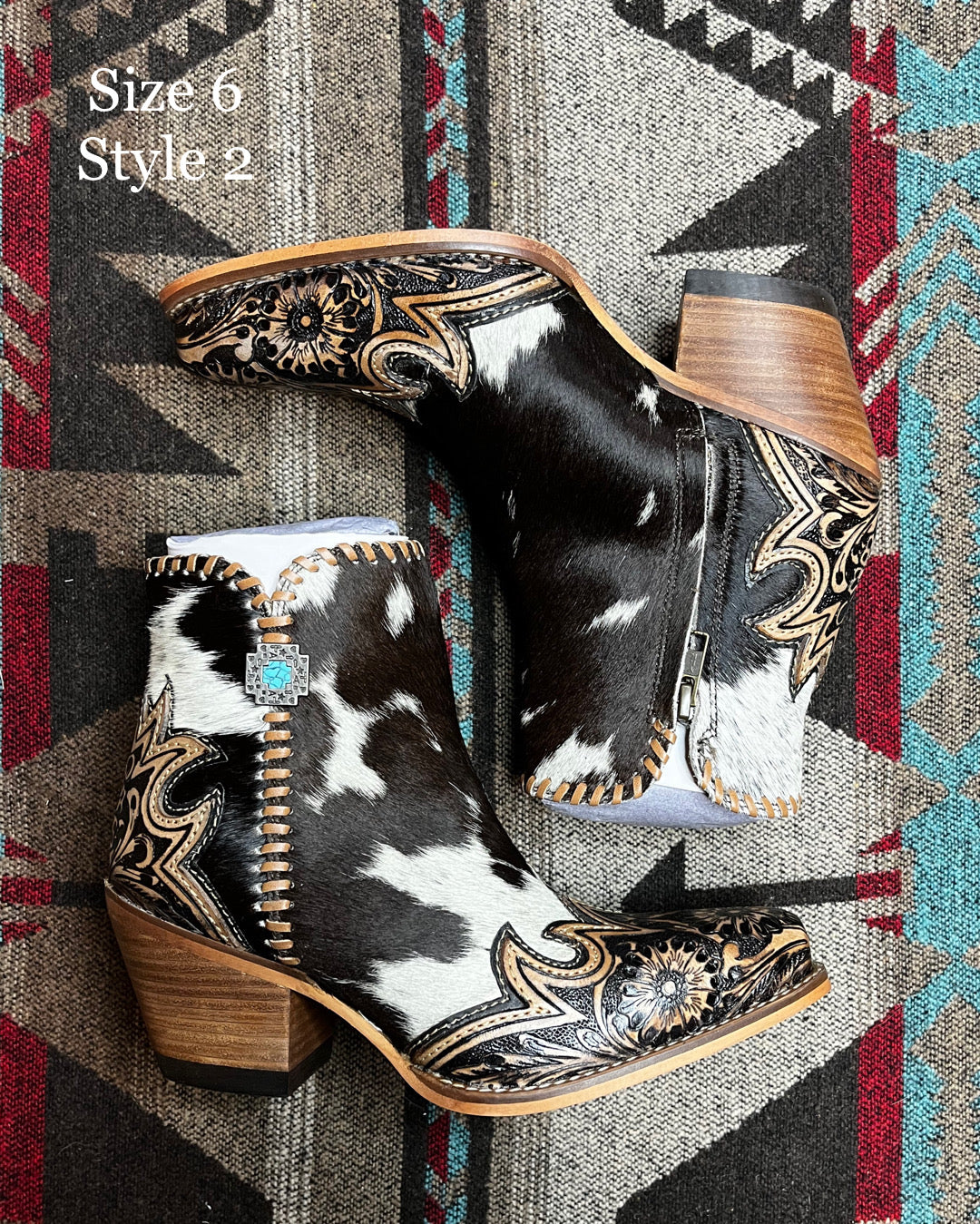 Macey Tooled Cowhide Booties