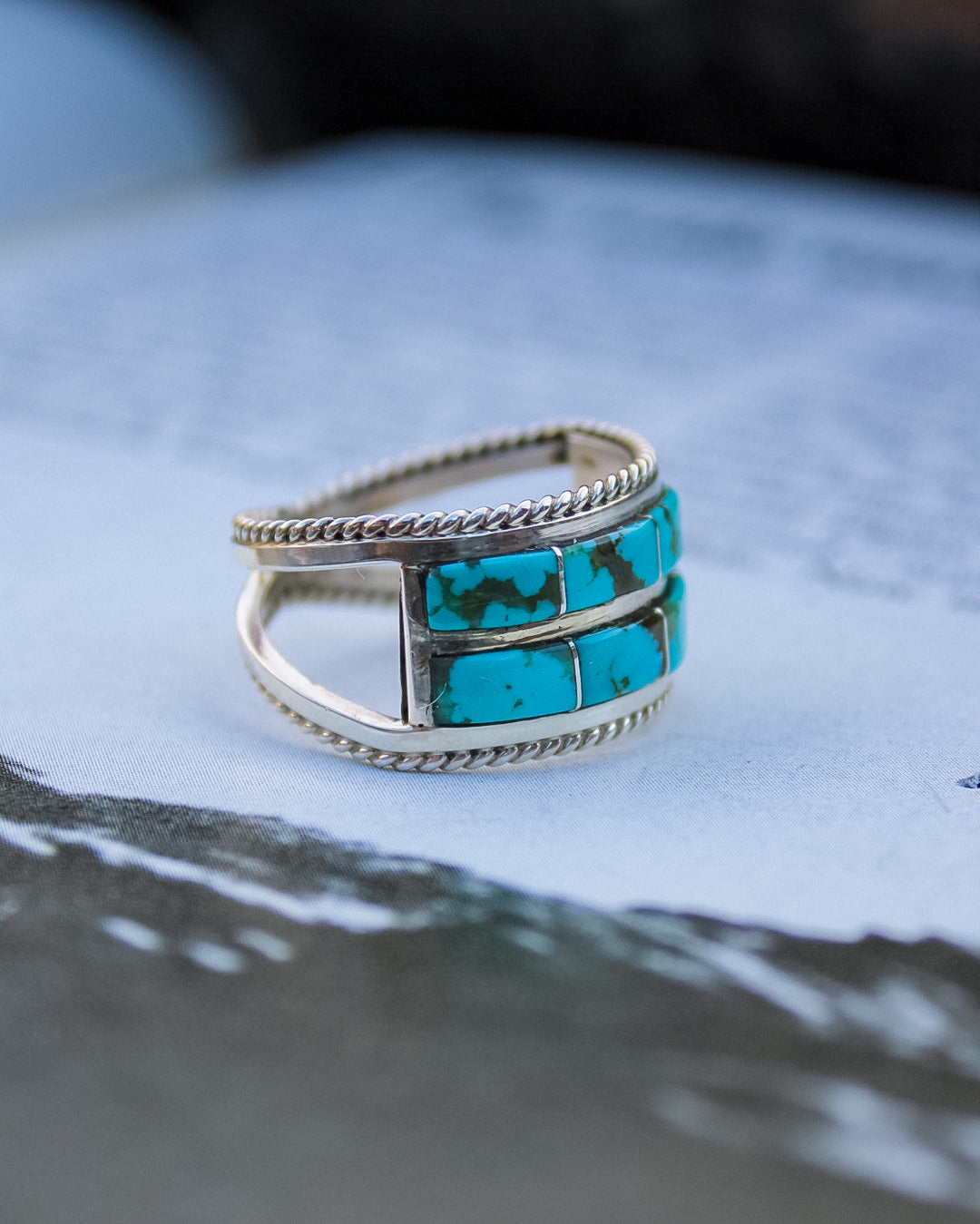 “Tularosa” Inlay Turquoise Ring - Size 8