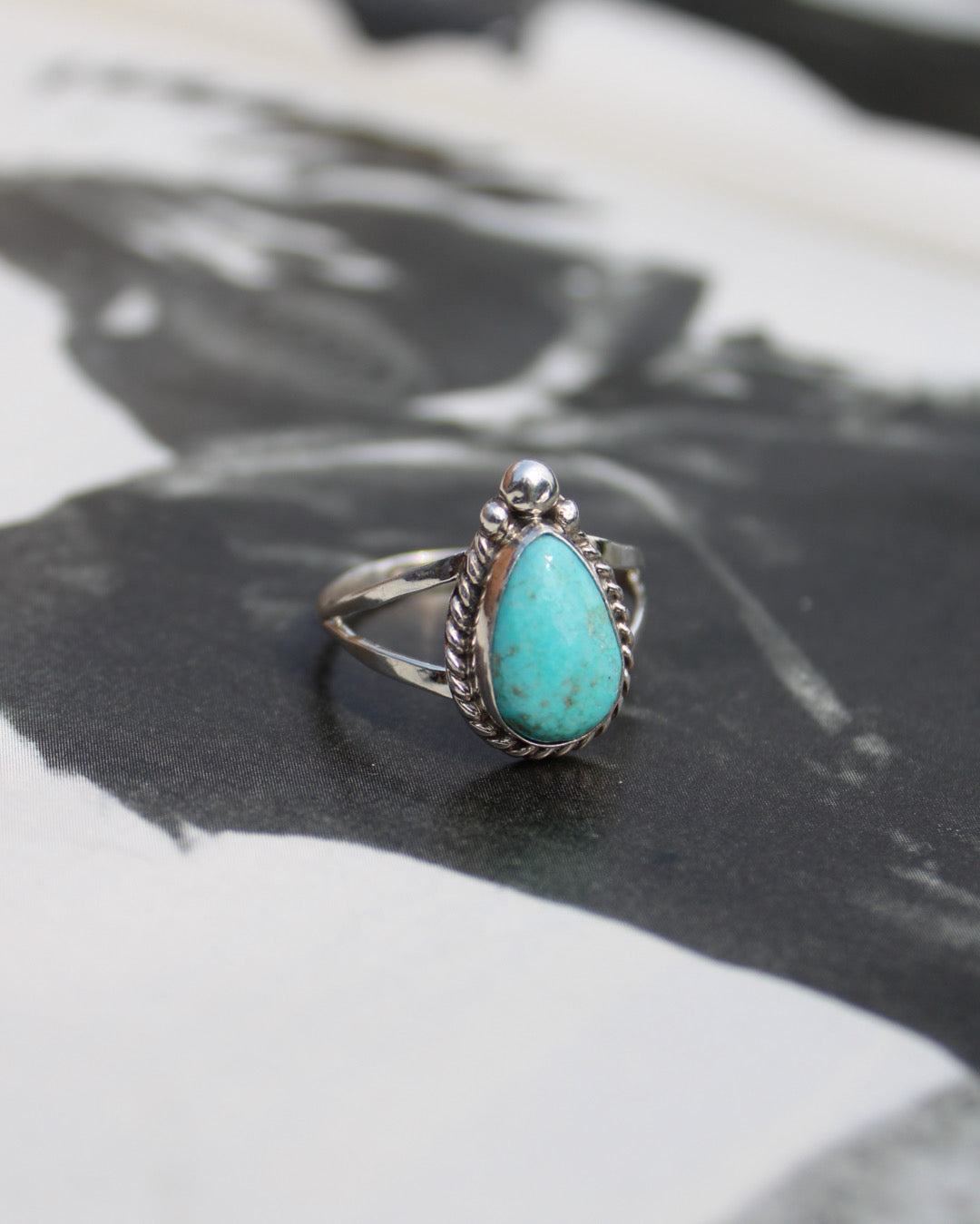 Tear Drop Turquoise Ring - Size 8