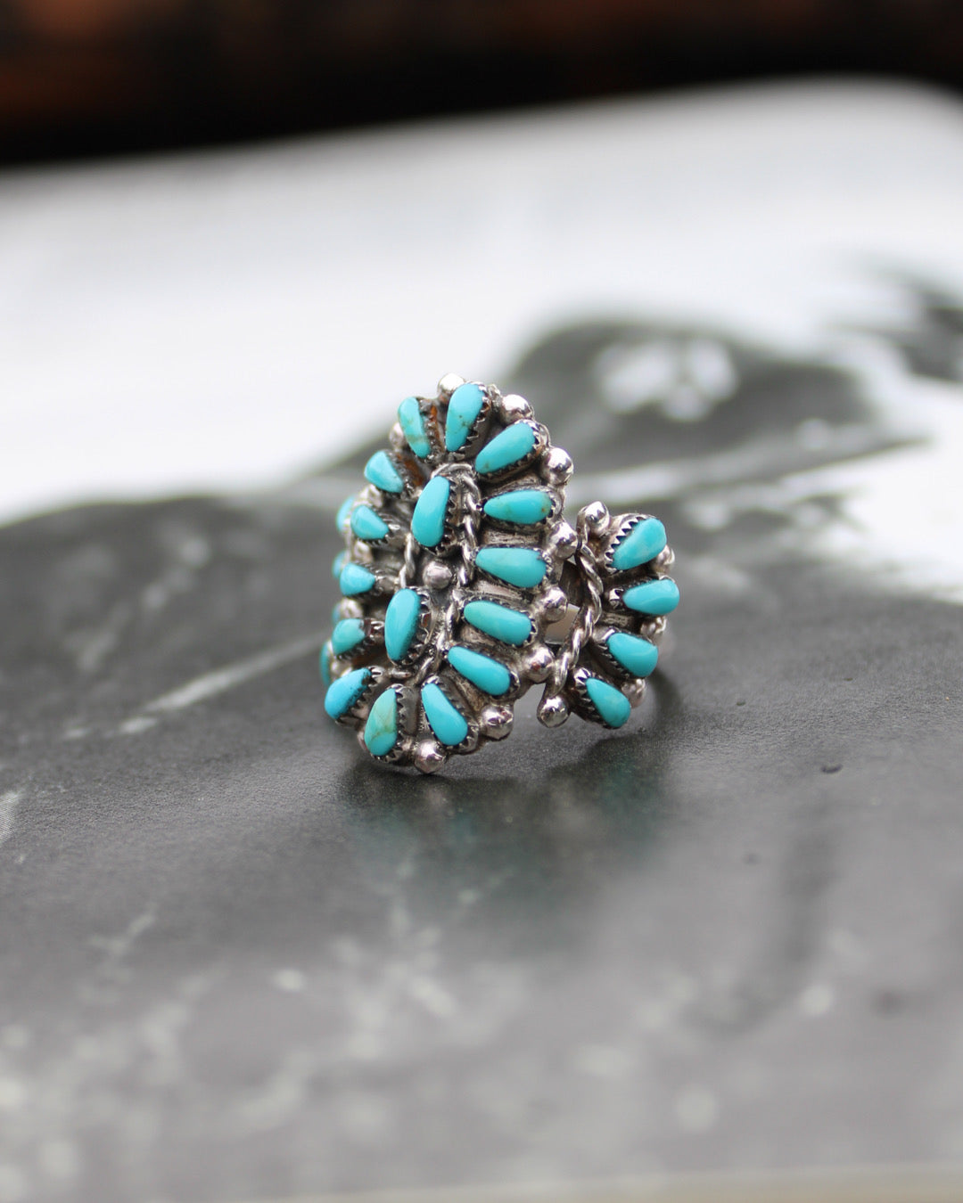 Zuni Turquoise Cluster Ring