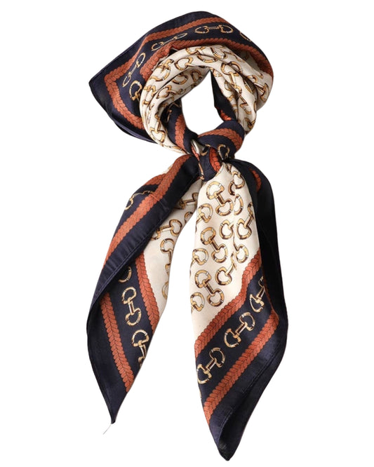 Snaffle Satin Scarf - Navy