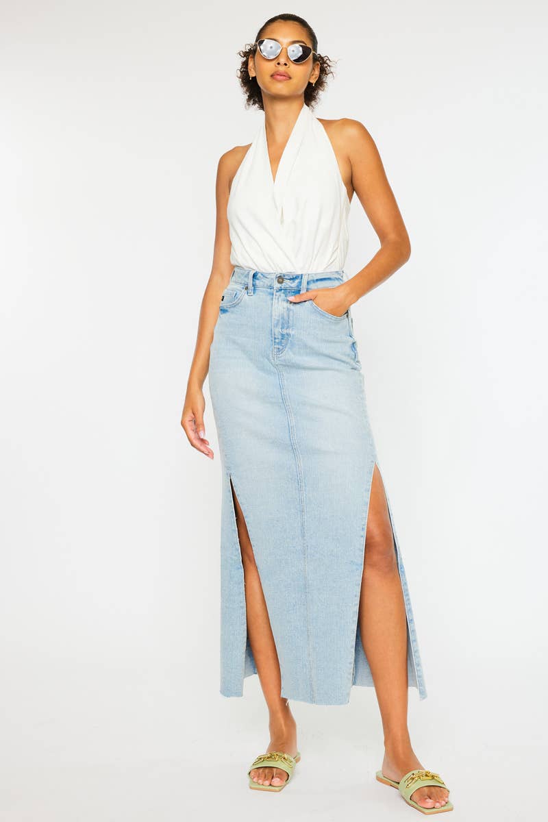 “Tess” Denim Maxi Skirt