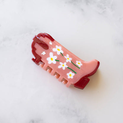 Eco Daisy Flower Cowboy Boots Claw Clip