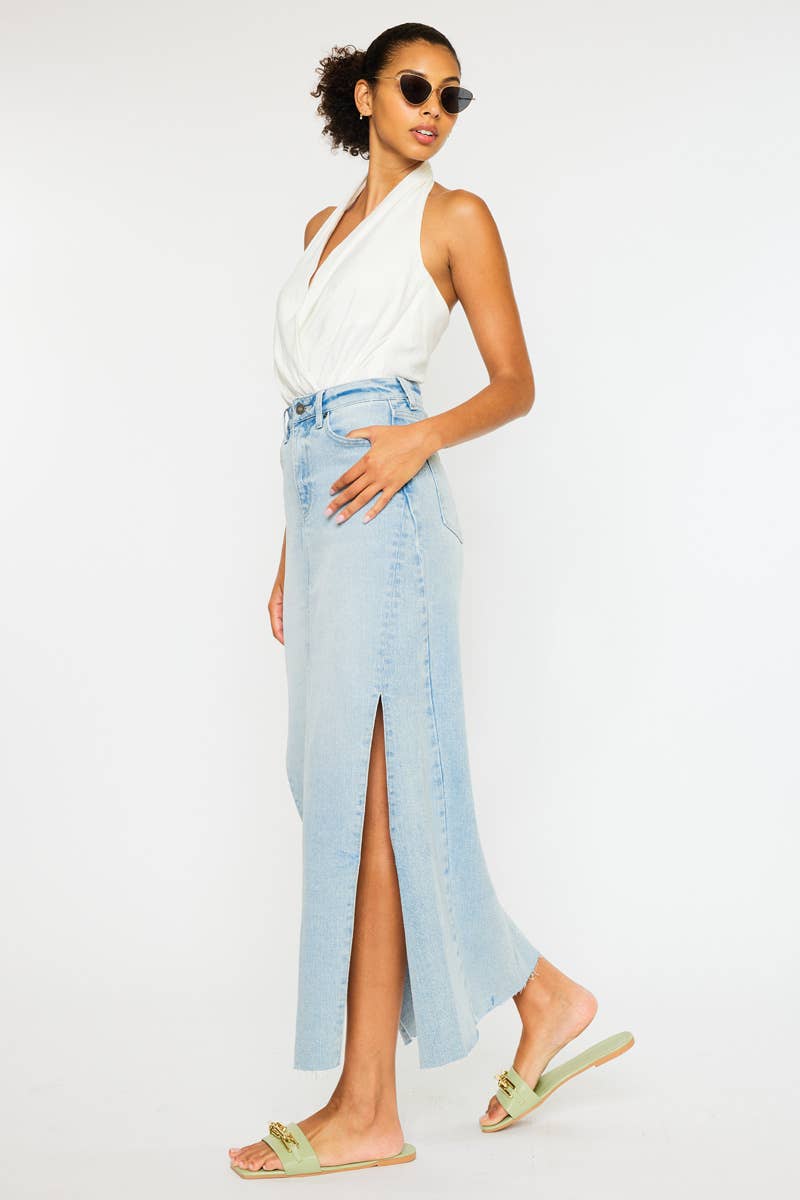 “Tess” Denim Maxi Skirt